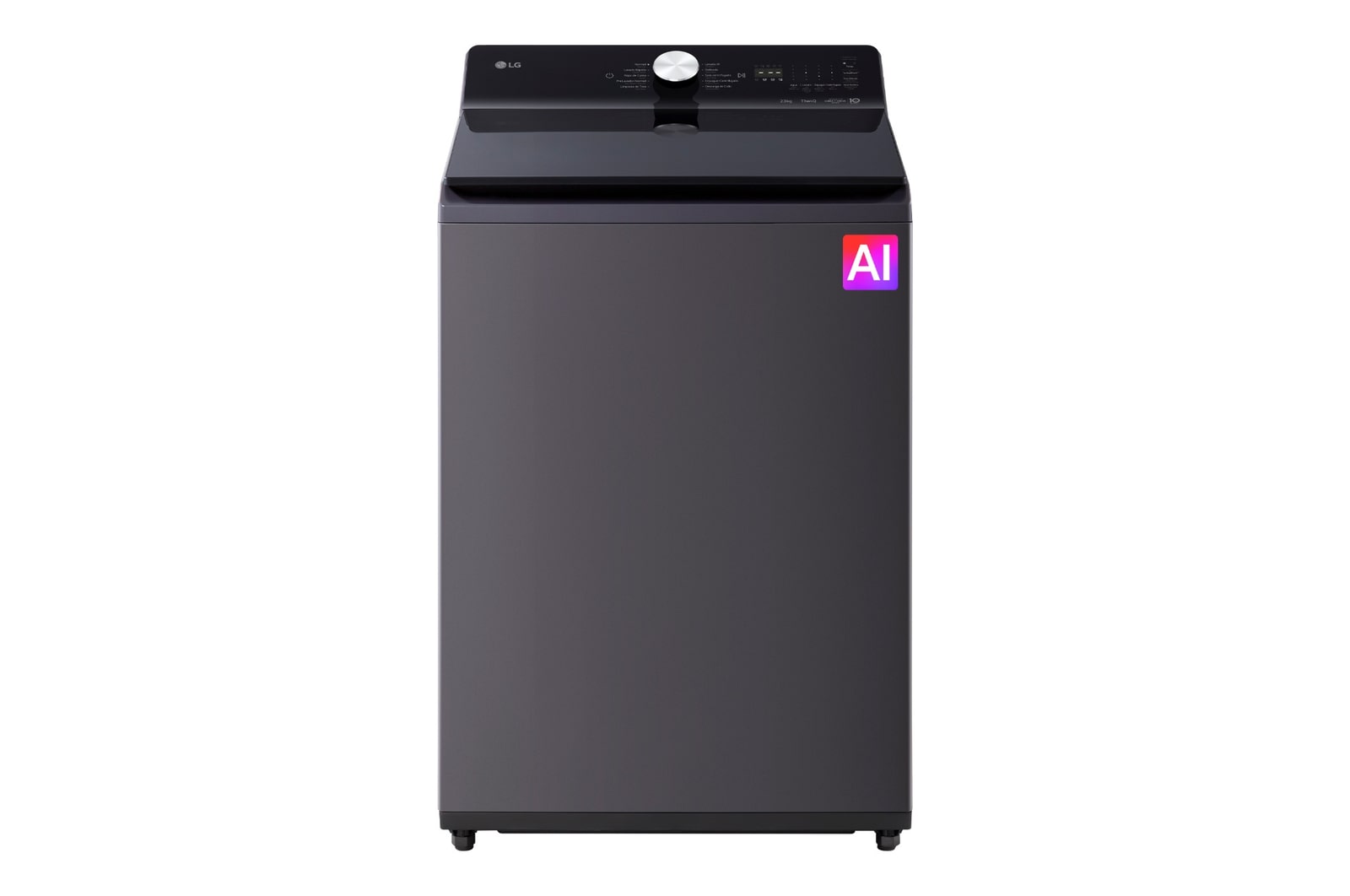 Vista frontal de Lavadora LG Carga Superior 23Kg Gris Grafito AIDD EasyUnload WT23EGTX6